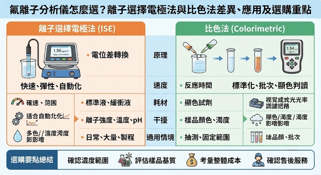 氟離子分析儀怎麼選?離子選擇電極法與比色法差異、應用及選購重點