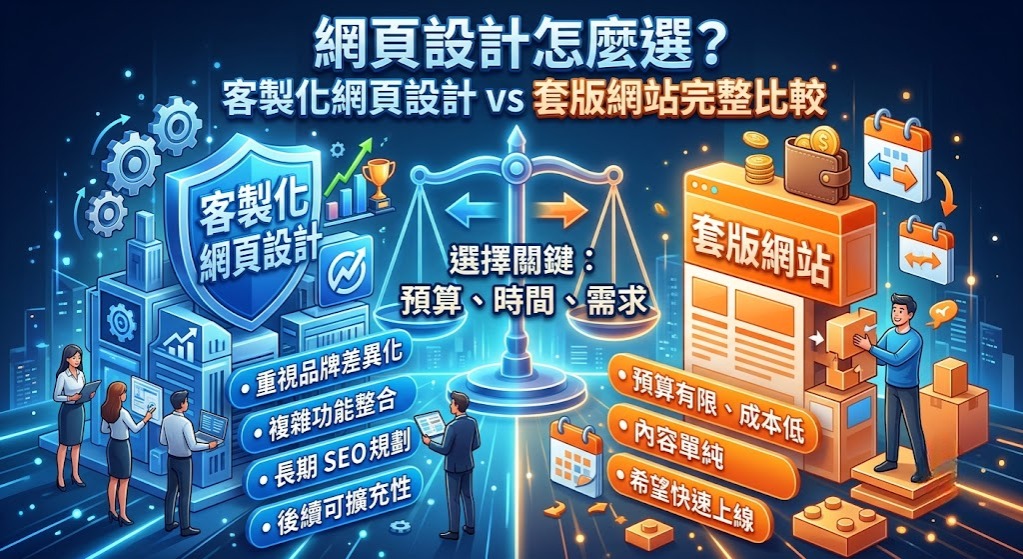 網頁設計怎麼選?客製化網頁設計 vs 套版網站完整比較