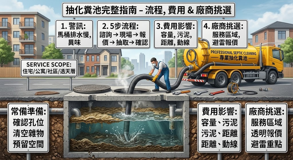 抽化糞池怎麼處理?抽肥流程、費用影響因素與廠商挑選重點