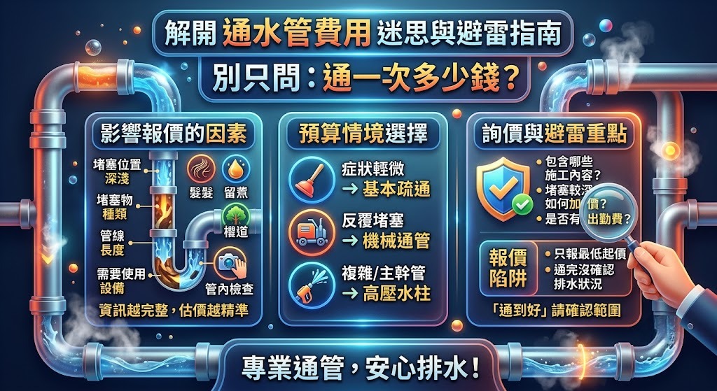 通水管費用怎麼算？報價組成、影響價格因素與避雷重點一次看