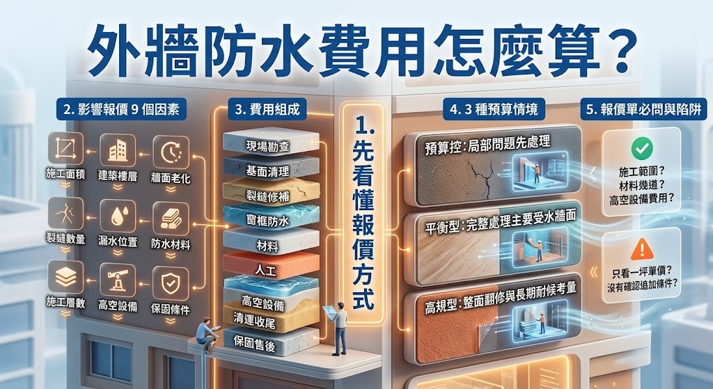 外牆防水費用怎麼算？施工報價、影響價格因素與預算選擇完整解析