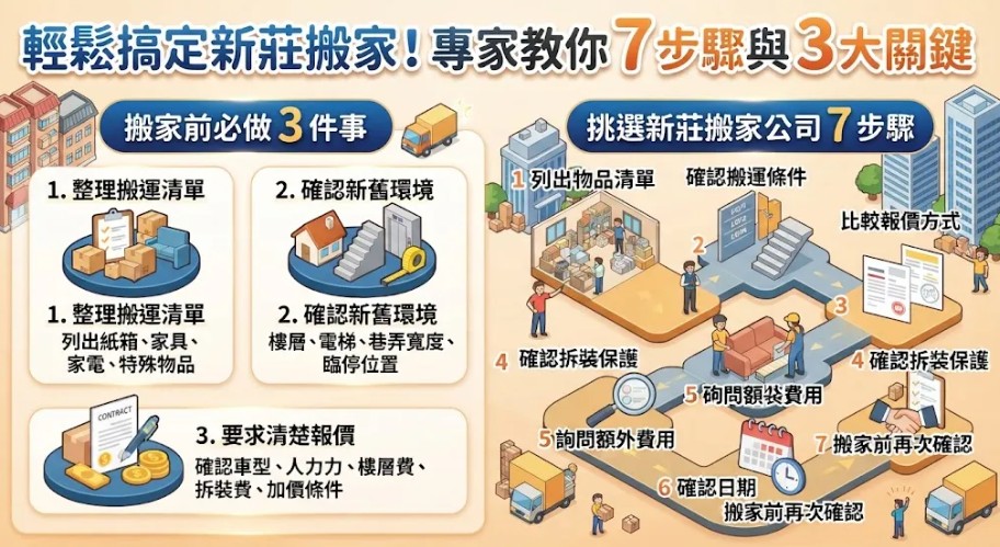 新莊搬家公司怎麼選？7步驟避開加價爭議與搬家風險