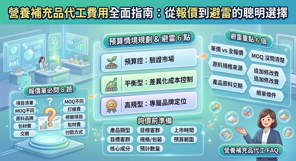營養補充品代工費用怎麼算？MOQ、配方、包裝與報價重點完整解析