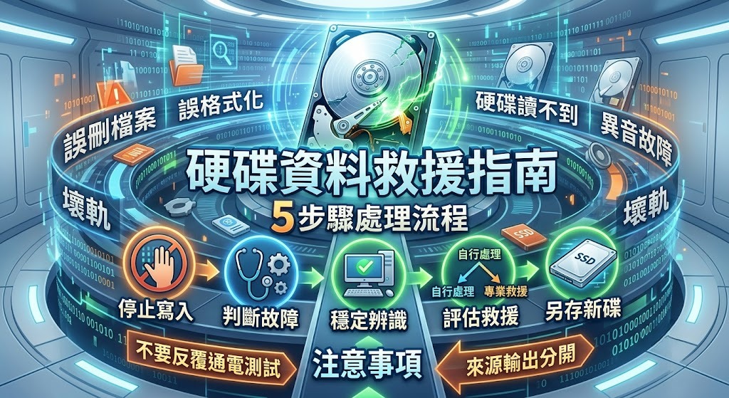 硬碟資料救援怎麼做？讀不到、誤刪、壞軌與故障完整指南