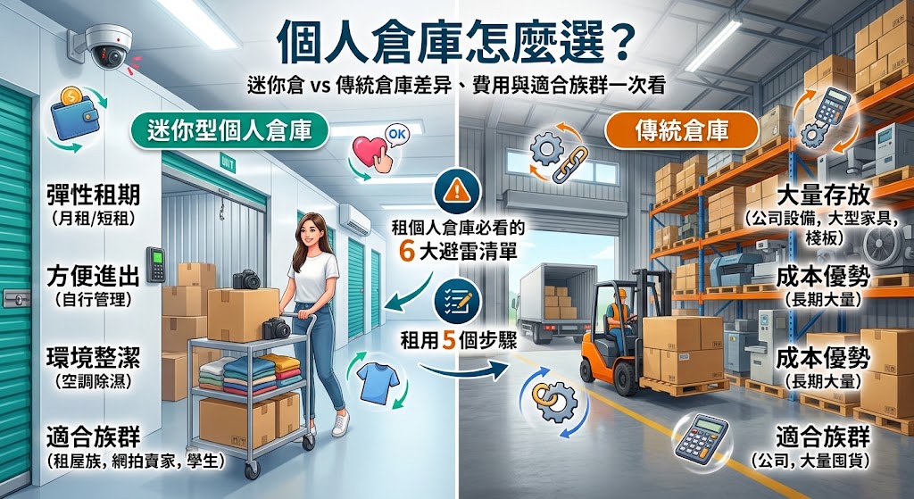 個人倉庫怎麼選？迷你倉 vs 傳統倉庫差異、費用與適合族群一次看