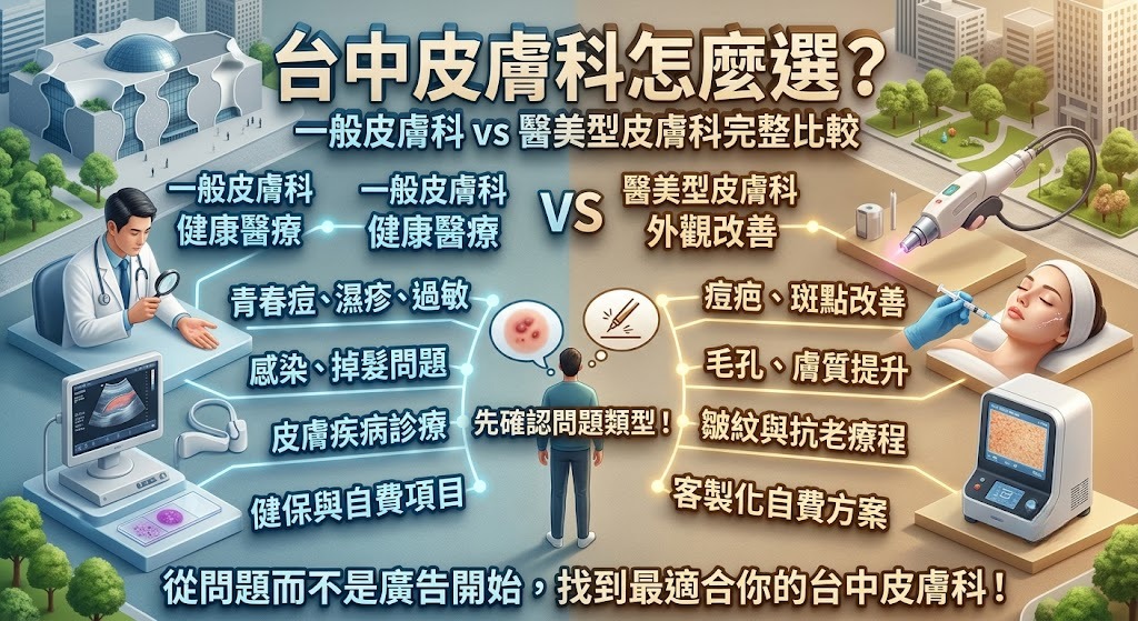 台中皮膚科怎麼選?一般皮膚科 vs 醫美型皮膚科完整比較