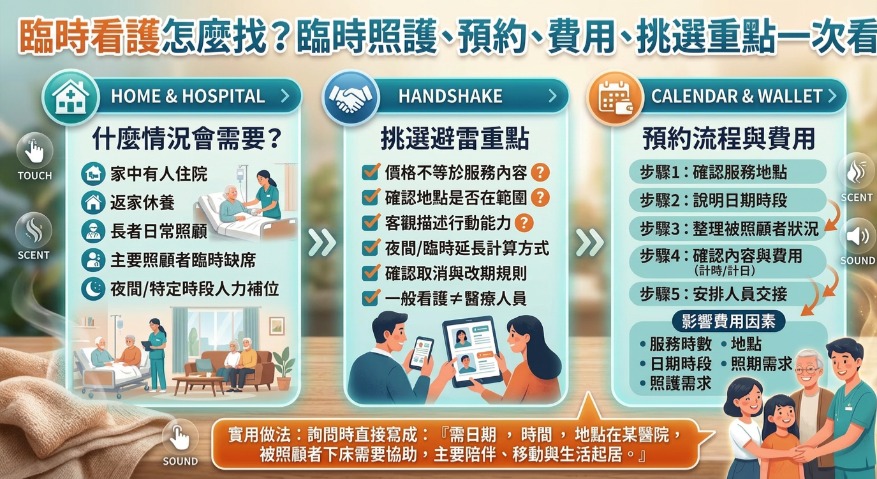 臨時看護怎麼找?短期照護服務、預約流程、費用與挑選重點一次看