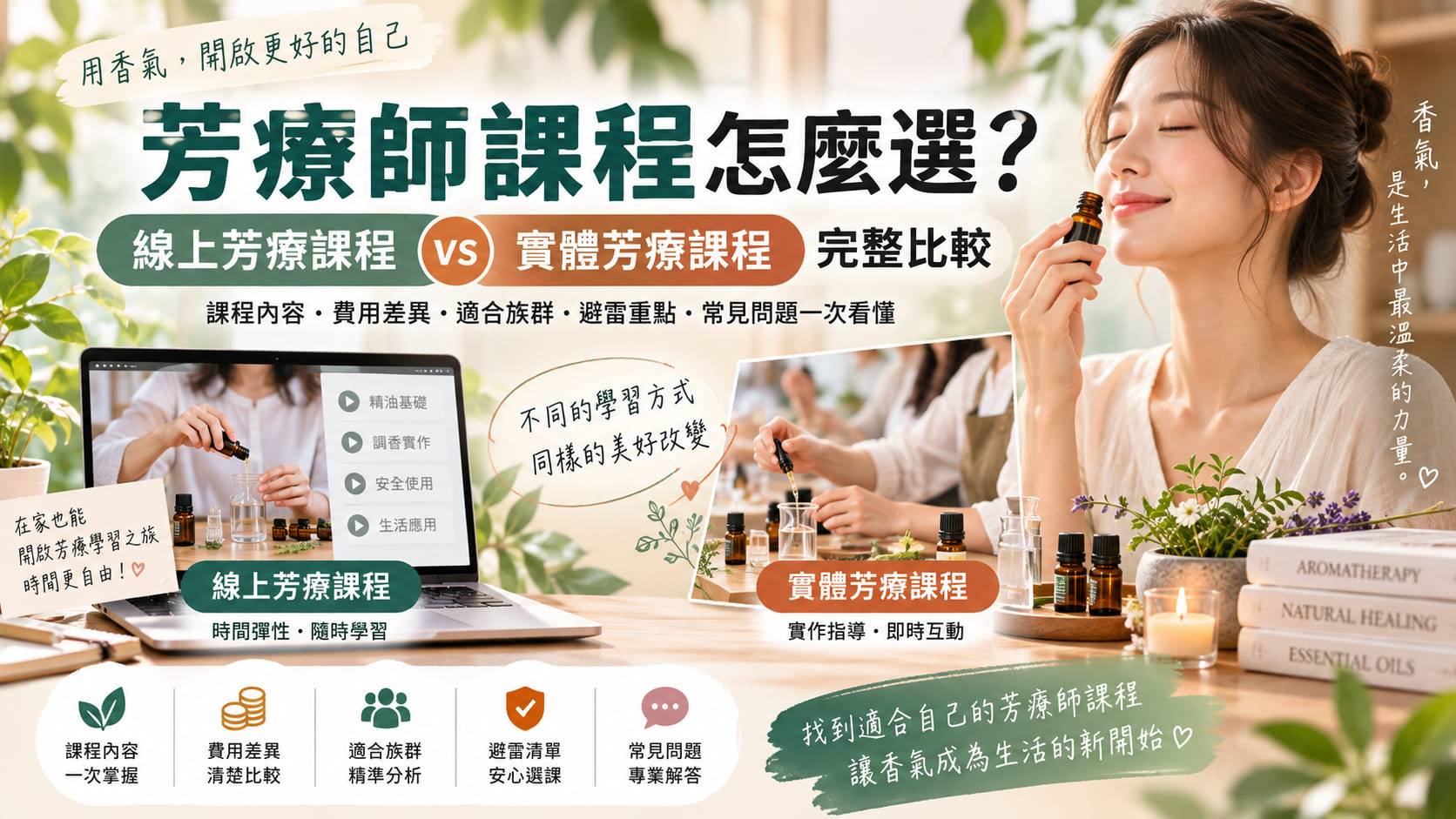 芳療師課程怎麼選?線上芳療課程 vs 實體芳療課程完整比較