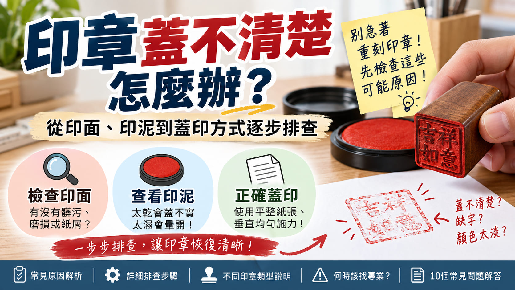 印章蓋不清楚怎麼辦?從印面、印泥到蓋印方式逐步排查