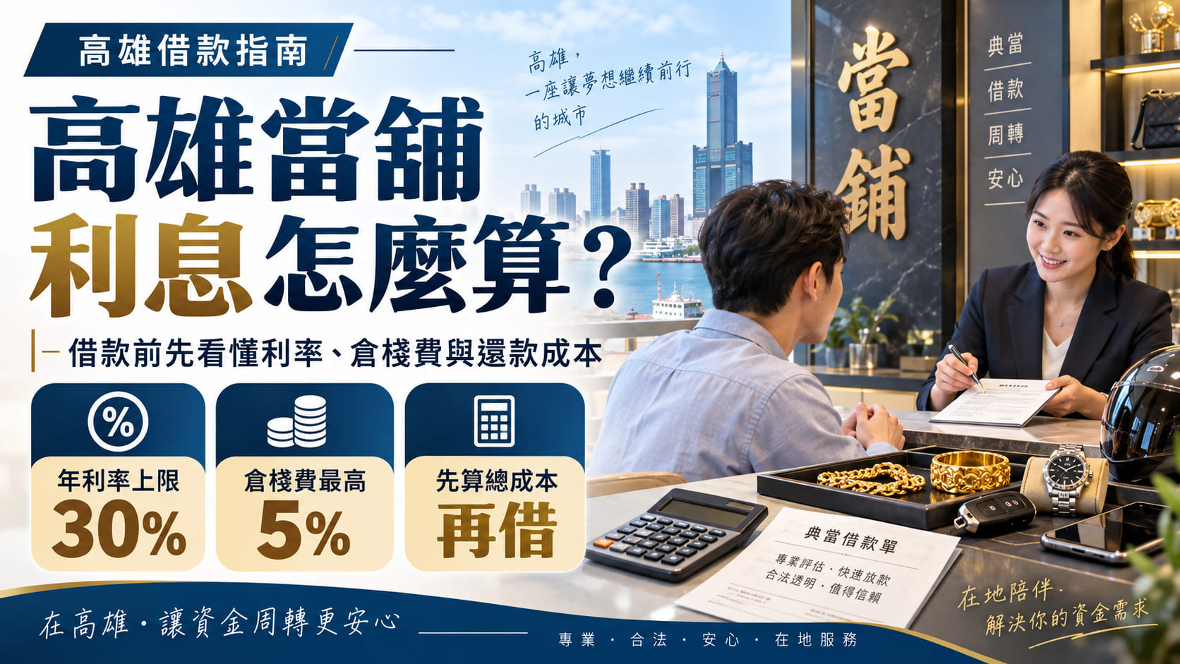 高雄當舖利息怎麼算?借款前先看懂利率、倉棧費與還款成本