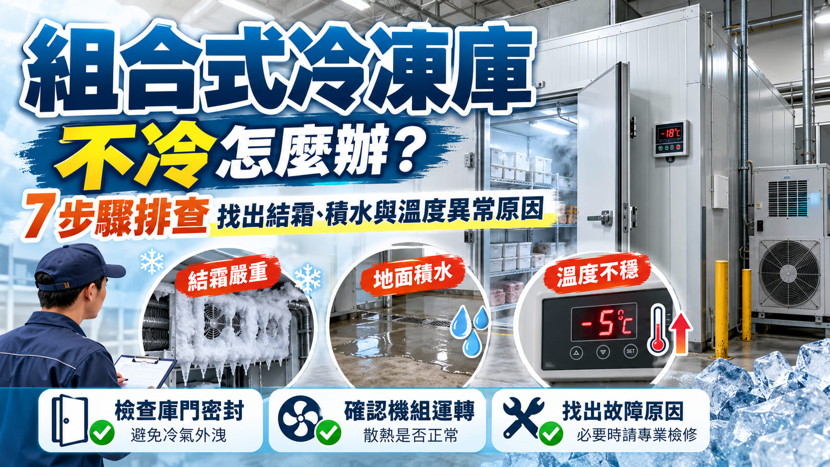 組合式冷凍庫不冷怎麼辦？7步驟排查結霜、積水與溫度異常原因